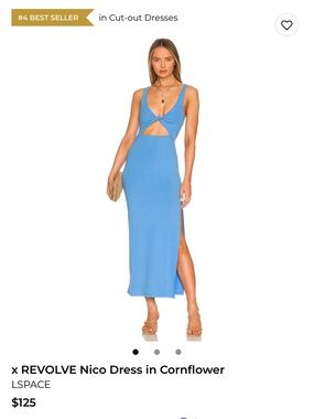 l*space Cornflower Blue Twist Front Cutout Midi Dress